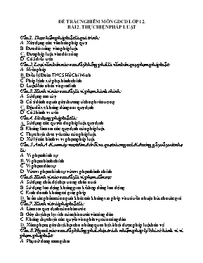 Câu hỏi trắc nghiệm bài 2 môn Giáo dục công dân lớp 12 - Trường THPT Hiệp Đức